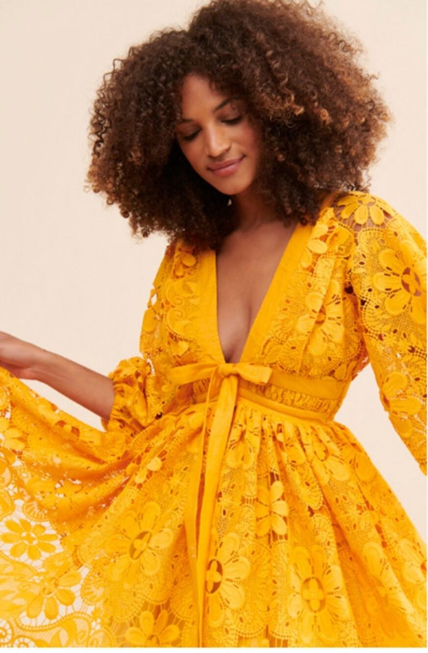 Charina Sarte Dress Women S Leilani Mini Marigold Yellow Floral Lace Summer READ